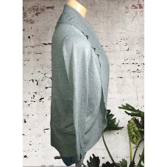Say What? Vintage Open Front Textured Cardigan Gray Size S Cotton Poly Blend - Picture 4 of 5